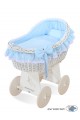 Berceau bébé osier Carine - Bleu-blanc