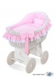 Berceau bébé osier Carine - Rose-blanc