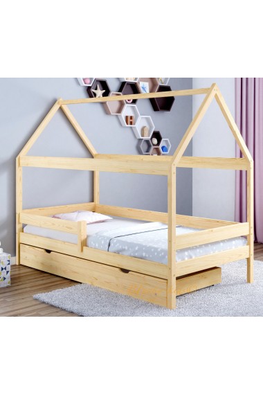 Lit en bois de pin massif Maison 180x80 cm