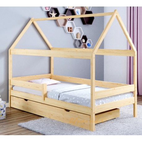 Lit en bois de pin massif Maison 180x80 cm
