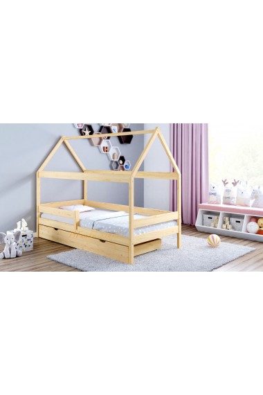 Lit en bois de pin massif Maison 180x90 cm
