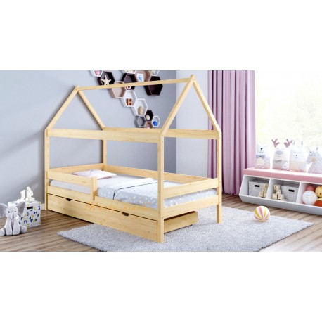 Lit en bois de pin massif Maison 180x90 cm