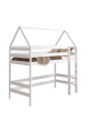 Lit mezzanine surélevé en bois de pin massif Maison 180x90 cm