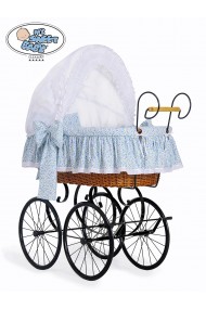 Berceau bébé Vintage Rétro osier - Blanc-Bleue