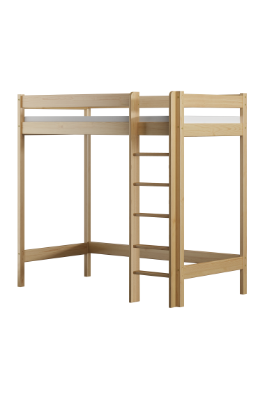 Lit mezzanine surélevé en bois de pin massif