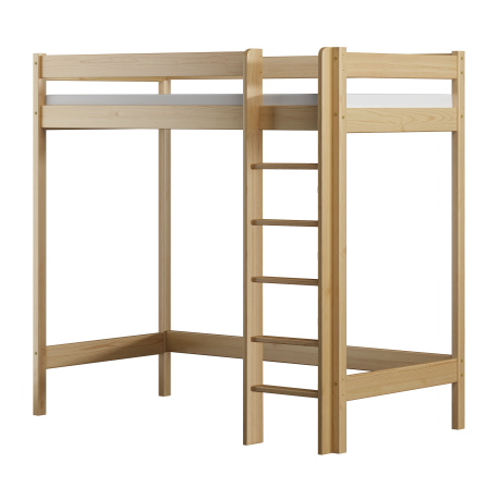 Lit mezzanine surélevé en bois de pin massif