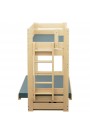 Lit superposé en bois massif Carlos avec matelas et tiroir 180x80 cm