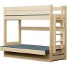 Lit superposé en bois massif Carlos avec matelas et tiroir 180x80 cm