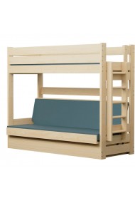 Lit superposé en bois massif Carlos avec matelas 180x80 et 180x110 cm