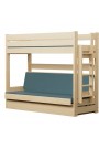 Lit superposé en bois massif Carlos avec matelas et tiroir 180x80 cm