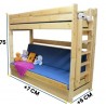 Lit superposé en bois massif Carlos avec matelas et tiroir 200x90 cm
