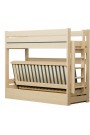 Lit superposé en bois massif Carlos avec matelas et tiroir 200x90 cm