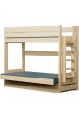 Lit superposé en bois massif Carlos avec matelas et tiroir 200x90 cm