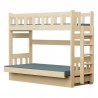 Lit superposé en bois massif Fabio avec matelas 180x80 et 180x110 cm