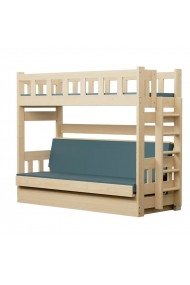 Lit superposé en bois massif Fabio avec matelas 180x80 et 180x110 cm