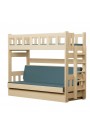 Lit superposé en bois massif Fabio avec matelas 180x80 et 180x110 cm