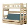 Lit superposé en bois massif Fabio avec matelas 180x80 et 180x110 cm