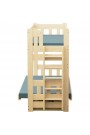 Lit superposé en bois massif Fabio avec matelas 200x90 et 200x120 cm