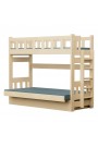 Lit superposé en bois massif Fabio avec matelas 200x90 et 200x120 cm