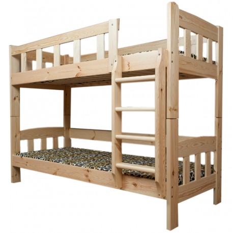 Lit superposé en bois massif Inez avec matelas et tiroir 160x80 cm