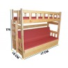 Lit superposé en bois massif Fabio avec matelas 200x90 et 200x120 cm