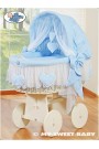 Berceau bébé osier Coeurs - Bleu-Blanc