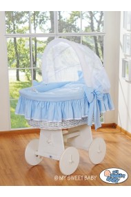 Berceau bébé osier Glamour - Bleu-Blanc