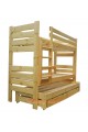 Lit superposé avec lit gigogne Gustavo 3 avec matelas et tiroirs 200x80 cm