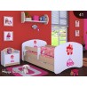 Lit enfant Happy Poirier Collection avec tiroir et matelas 140x70 cm