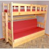 Lit superposé en bois massif Fabio avec matelas 200x90 et 200x120 cm