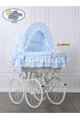 Berceau bébé Vintage Rétro osier - Bleu-Blanc